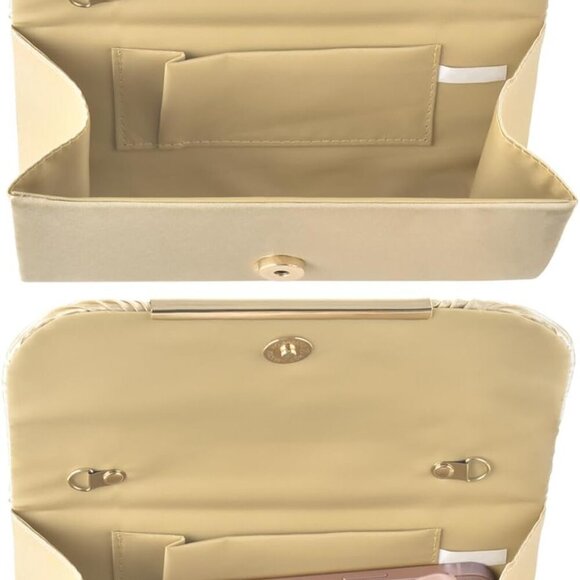 Roomy Gold Handbag for Parties - Fashionable and Functional Evening Clutch - Picture 4 of 7